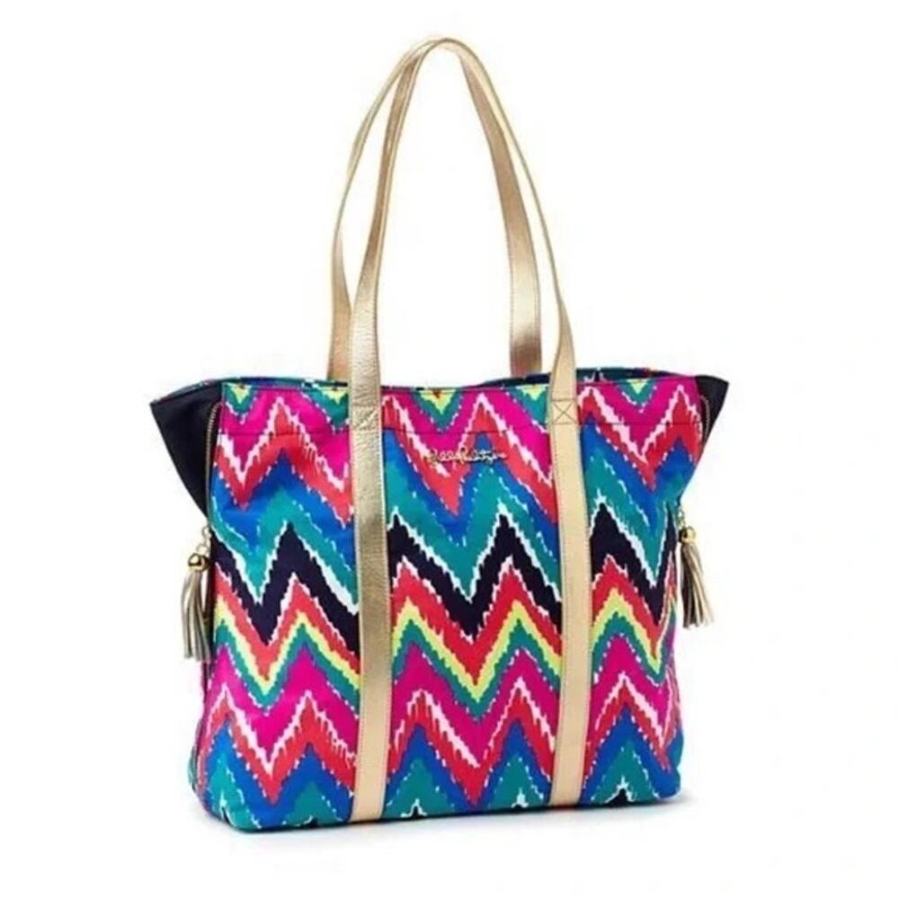 Lilly Pulitzer Hearts A Flutter Chevron Tote Bag Multicolor
